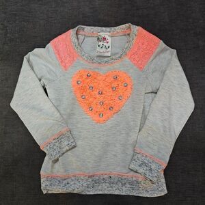 Jenna & Jessie Kids Girls Grey & Pink Long Sleeve Heart Printed Sweater …